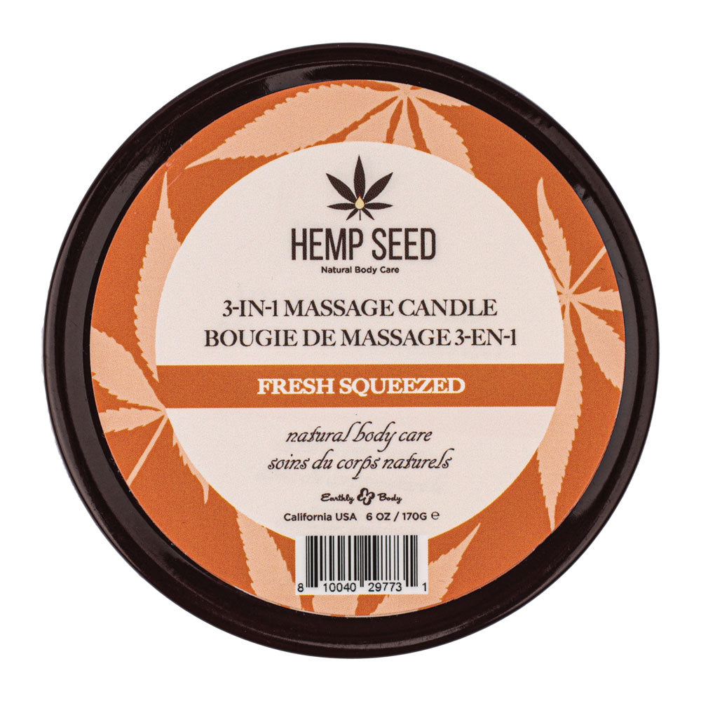 Hemp Seed 3 In 1 Massage Candle Fresh Squeezed (Bitter Orange, Juicy Peach, Musk) Scented 170 G