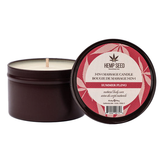 Hemp Seed 3 In 1 Massage Candle Summer Fling (Juicy Pear, Violet, Radiant Amber) Scented 170 G