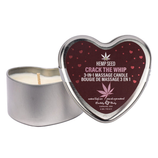 Eb Hemp Seed 3 In 1 Massage Heart Candle Crack The Whip Crack The Whip (Dew Kissed Rose, Violet Petals, Warm Amber) 113 G