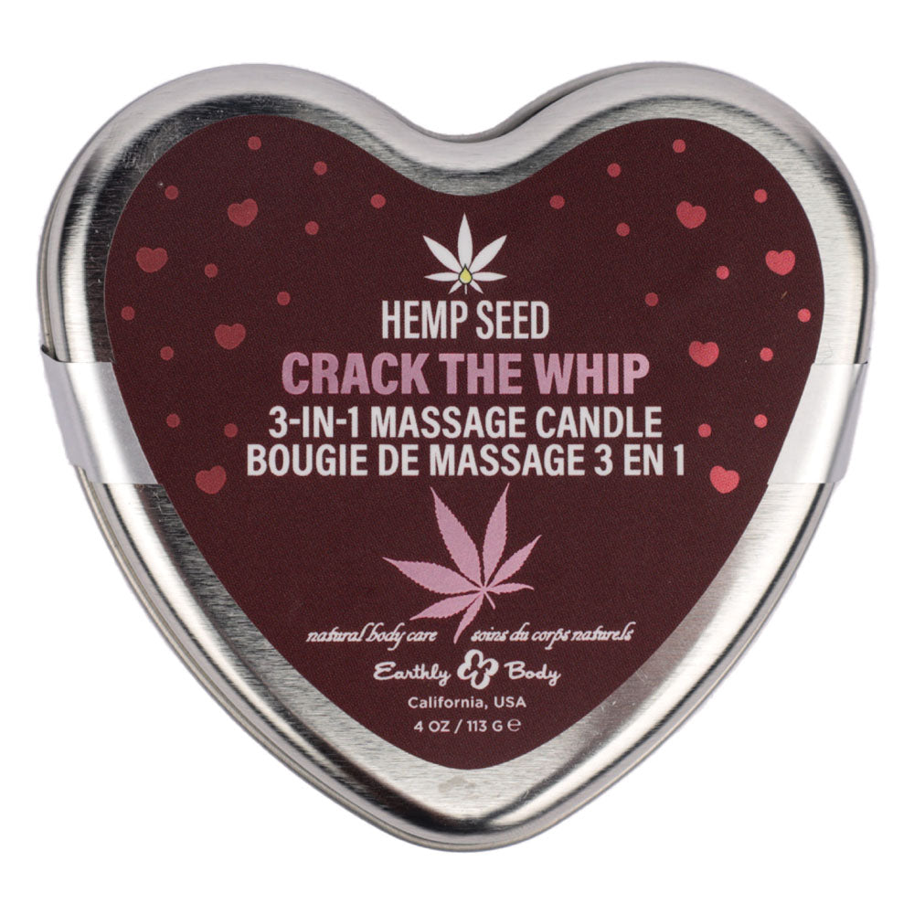 Eb Hemp Seed 3 In 1 Massage Heart Candle Crack The Whip Crack The Whip (Dew Kissed Rose, Violet Petals, Warm Amber) 113 G