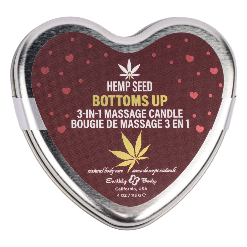 Eb Hemp Seed 3 In 1 Massage Heart Candle Bottom's Up Bottoms Up (Wild Blueberries, Dewy Meadow Grass, Sweet Wildflowers) 113 G