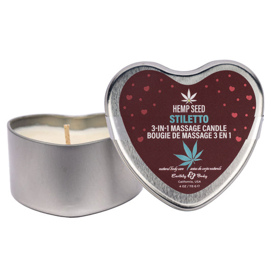 Eb Hemp Seed 3 In 1 Massage Heart Candle Stiletto Stiletto (Flowering Sage, Wildflower Honey, Creamy Sandalwood) 113 G