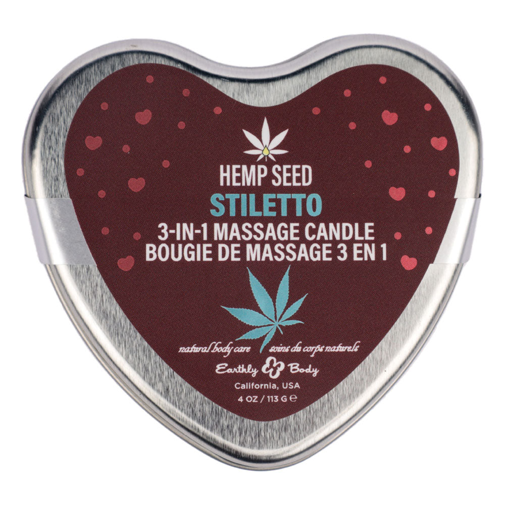 Eb Hemp Seed 3 In 1 Massage Heart Candle Stiletto Stiletto (Flowering Sage, Wildflower Honey, Creamy Sandalwood) 113 G