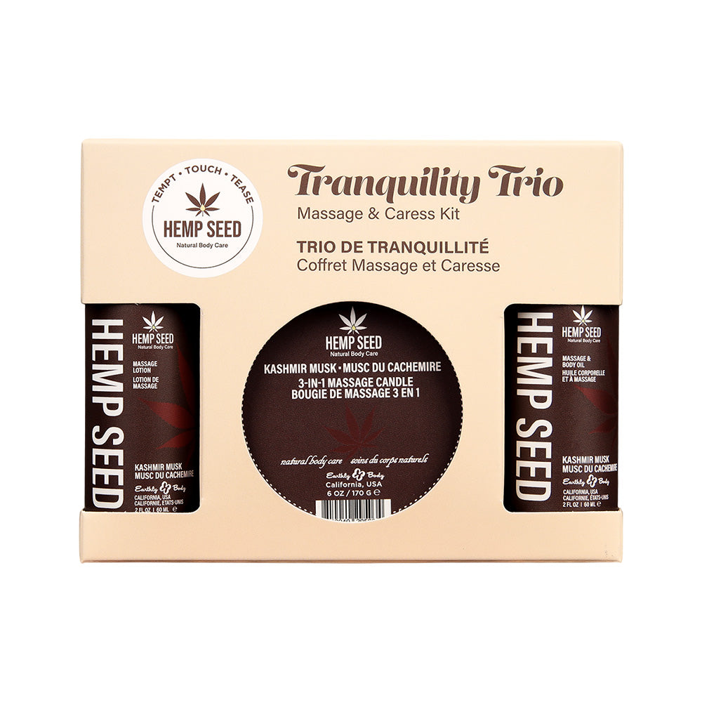 Hemp Seed Tranquility Trio Kashmir Musk Kashmir Musk Scented Massage & Caress Kit 3 Piece Kit