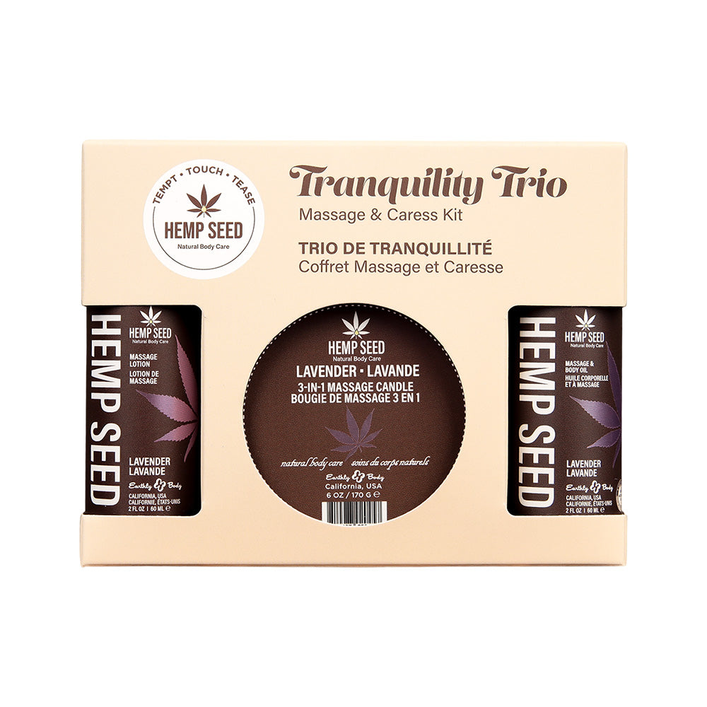 Hemp Seed Tranquility Trio Lavender Lavender Scented Massage & Caress Kit 3 Piece Kit