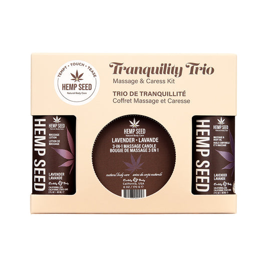 Hemp Seed Tranquility Trio Lavender Lavender Scented Massage & Caress Kit 3 Piece Kit