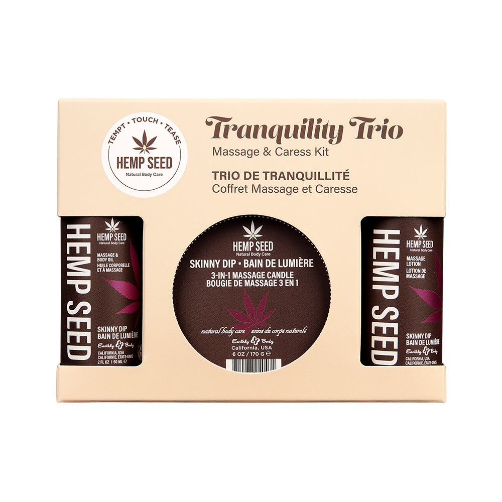 Hemp Seed Tranquility Trio Skinny Dip Skinny Dip Scented Massage & Caress Kit 3 Piece Kit