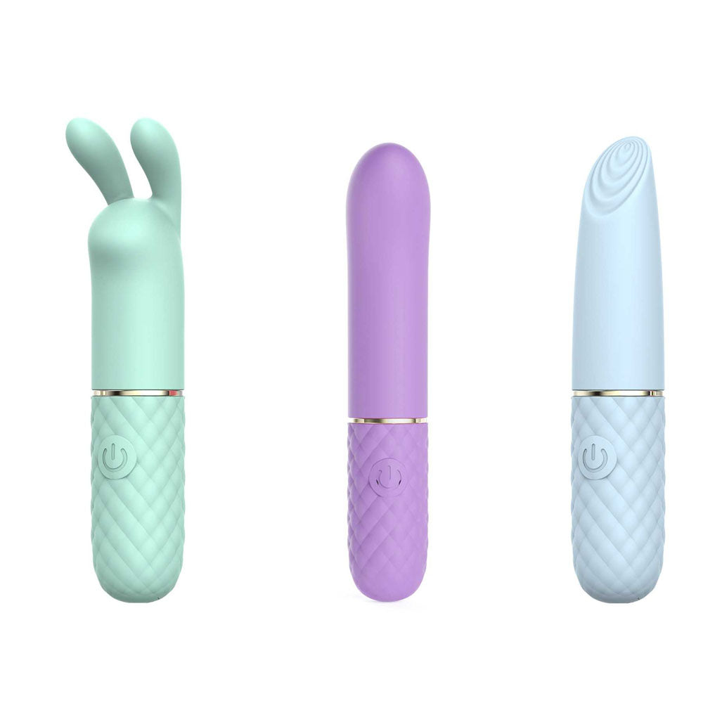 Adam & Eve Triple Pleasures Coloured Usb Rechargeable Vibrators Set Of 3