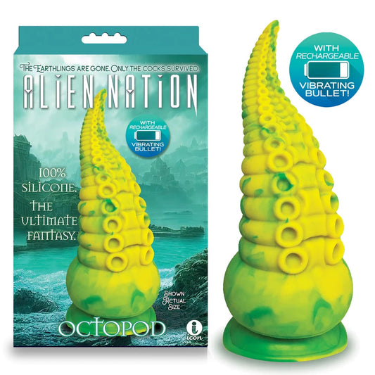 Alien Nation Octopod Yellow/Green 22.9 Cm Usb Rechargeable Vibrating Fantasy Dong