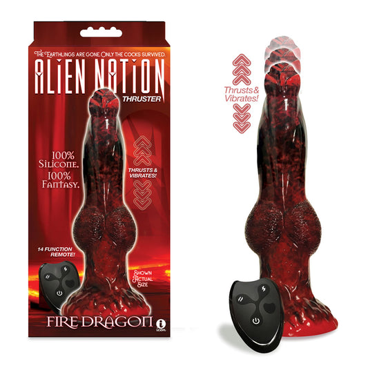 Alien Nation Fire Dragon Red/Black 22.9 Cm Usb Rechargeable Thrusting Fantasy Dong With Remote