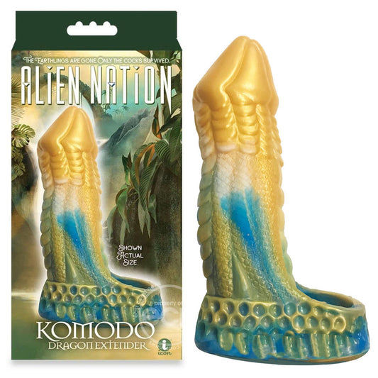 Alien Nation Komodo Blue/Gold 16.5 Cm Penis Extender Fantasy Sleeve