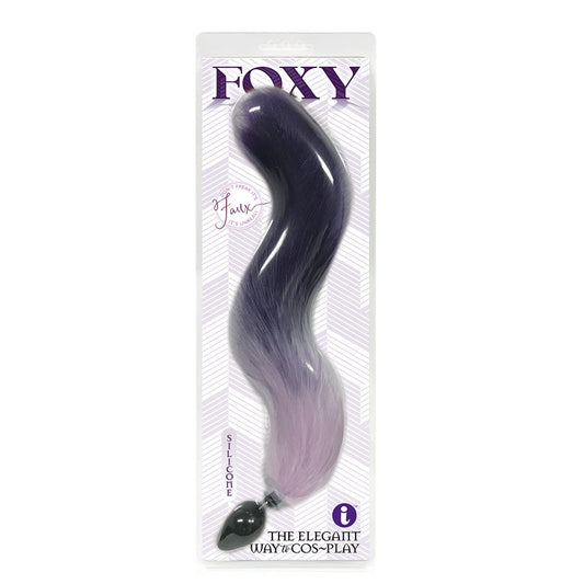 Foxy Fox Tail Silicone Butt Plug Purple Gradient 46 Cm Tail