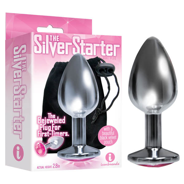 The Silver Starter Silver 7.1 Cm (2.8'') Butt Plug With Pink Round Jewel