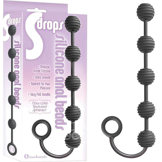 S Drops Silicone Anal Beads Black Anal Beads