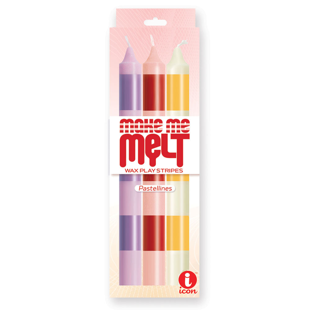 The 9's Make Me Melt Drip Candle 3 Pk Pastellines Pastel Coloured Drip Candles 3 Pack