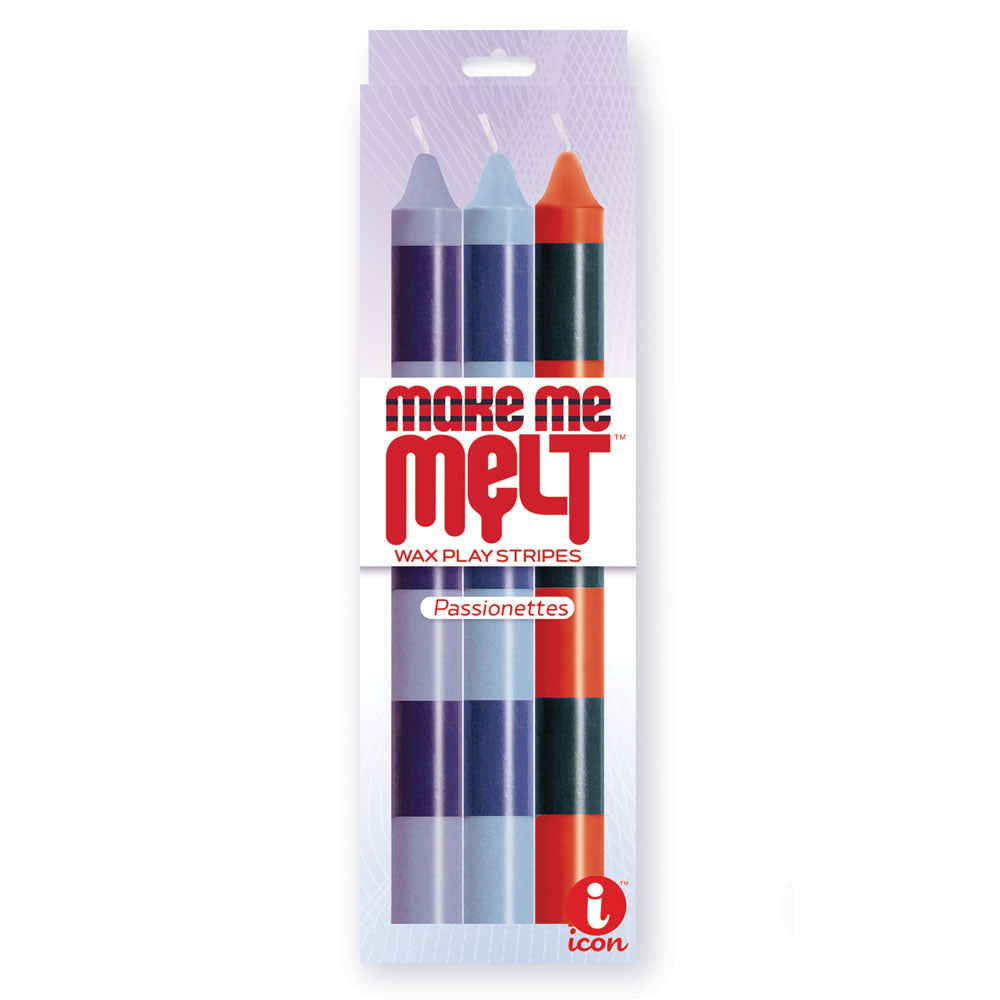 The 9's Make Me Melt Drip Candle 3 Pk, Passionettes Passion Coloured Drip Candles 3 Pack