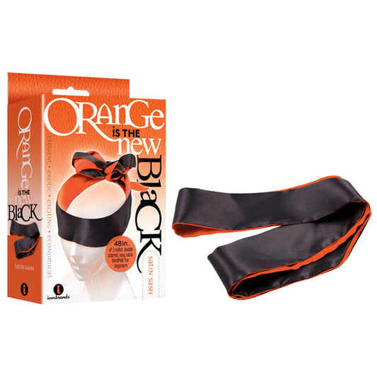 Orange Is The New Black Satin Sash Black/Orange Blindfold