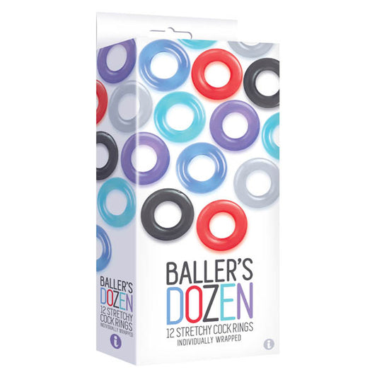 Baller's Dozen Smooth Individually Wrapped Cock Rings Pack Of 12