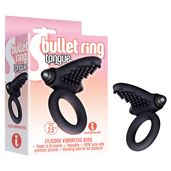 S Bullet Ring Tongue Black Vibrating Cock Ring