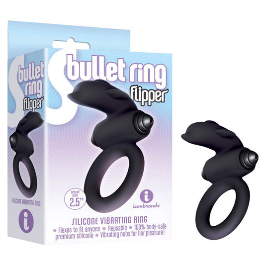 S Bullet Ring Flipper Black Vibrating Cock Ring