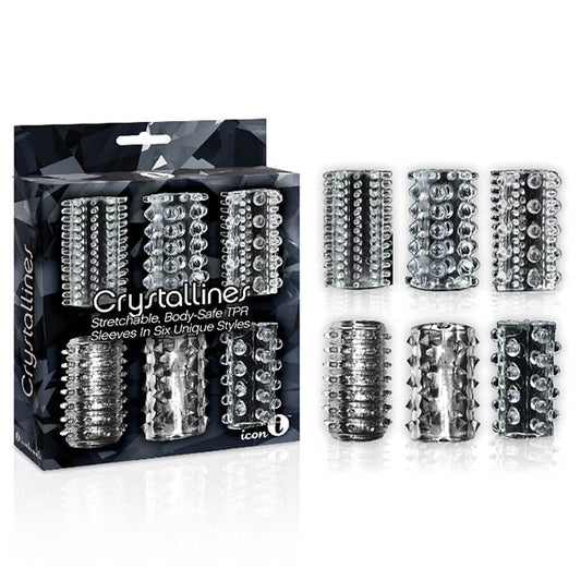The 9's Crystalline Tpr Cock Sleeves Clear Penis Sleeves Set Of 6