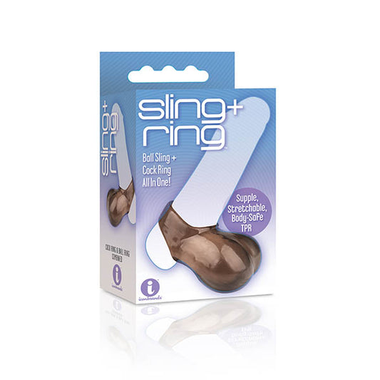 The 9's Sling And Ring Black Cock & Balls Ring
