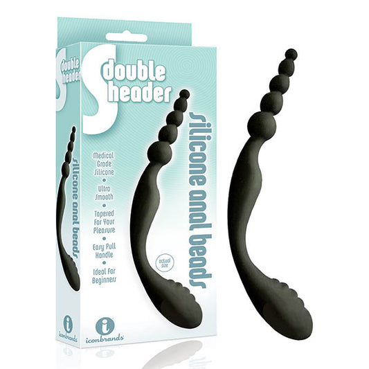 The 9's S Double Header Black Double Ended Anal Beads