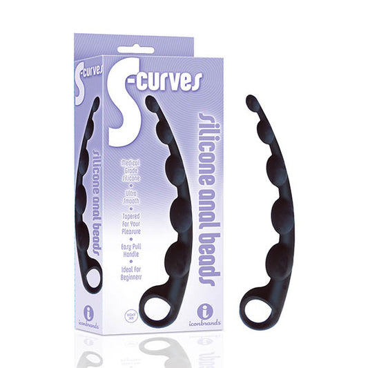 The 9's S Curves Black Anal Beads
