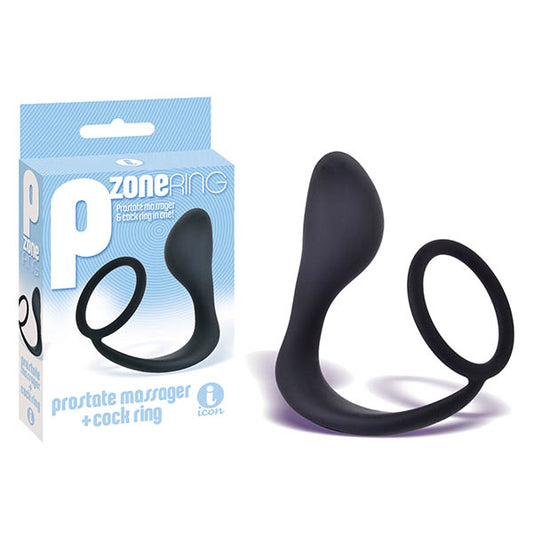 The 9's P Zone Cock Ring Black Anal Plug With Cock Ring