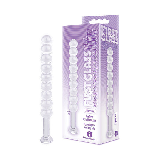 The 9's First Glass Thins, Spherical Clear Glass 17.8 Cm Anal Beads