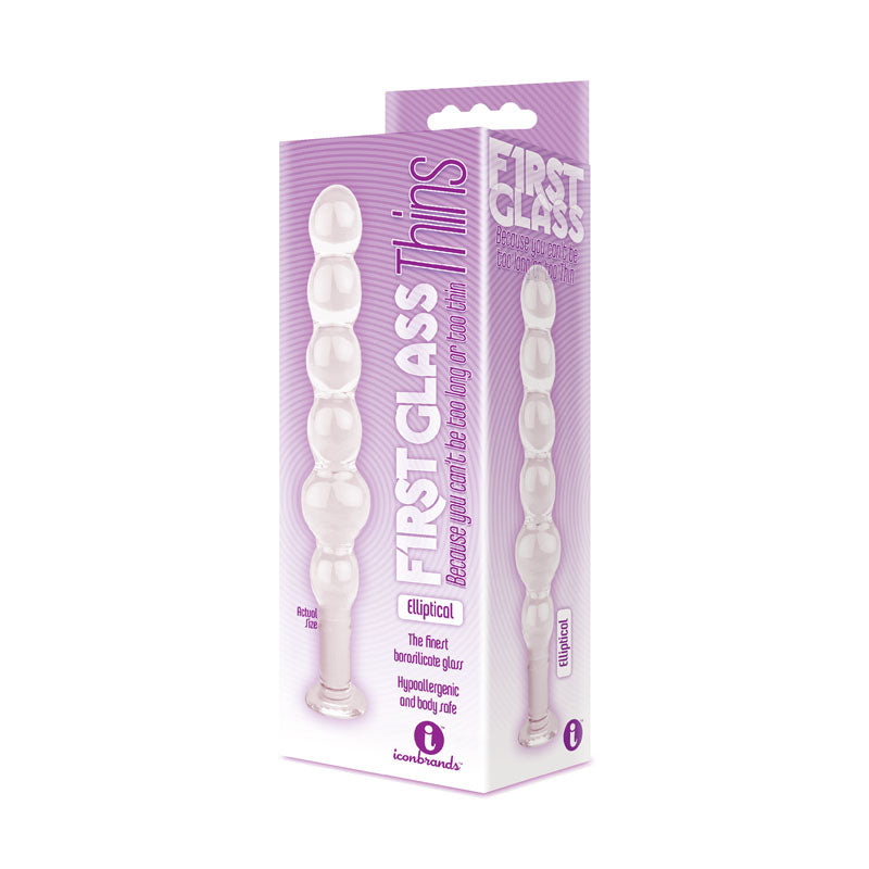 The 9's Glass First Thins, Elliptical Clear Glass 17.8 Cm Anal Beads