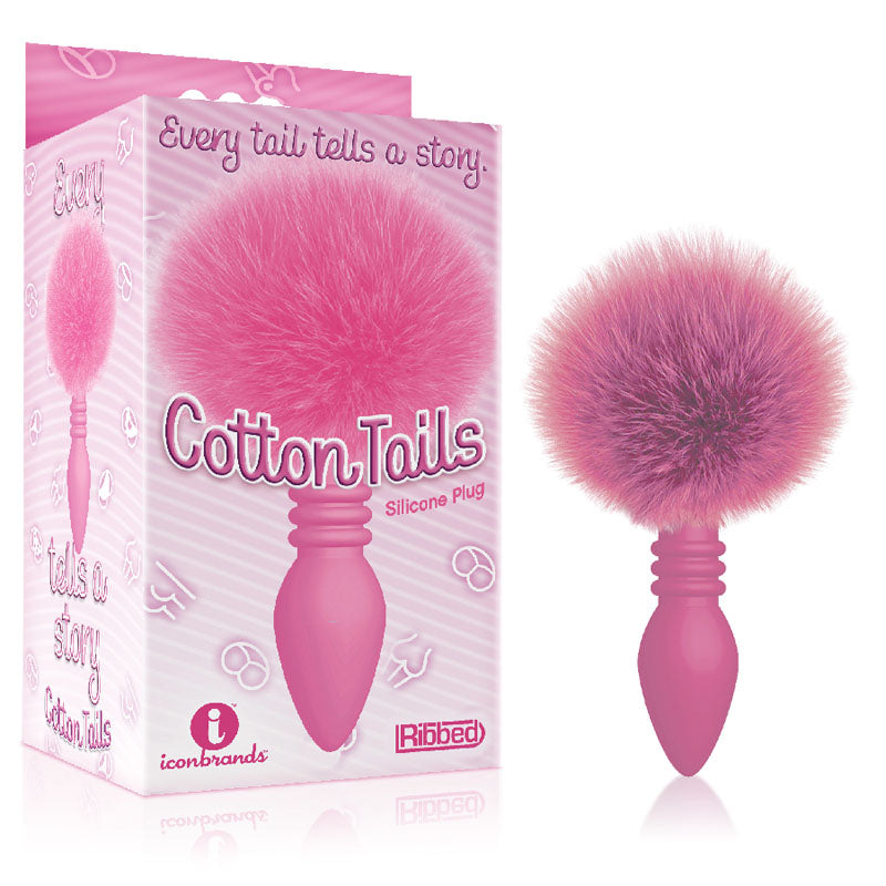 The 9's Cottontails, Ribbed Pink Pink Butt Plug With Bunny Tail
