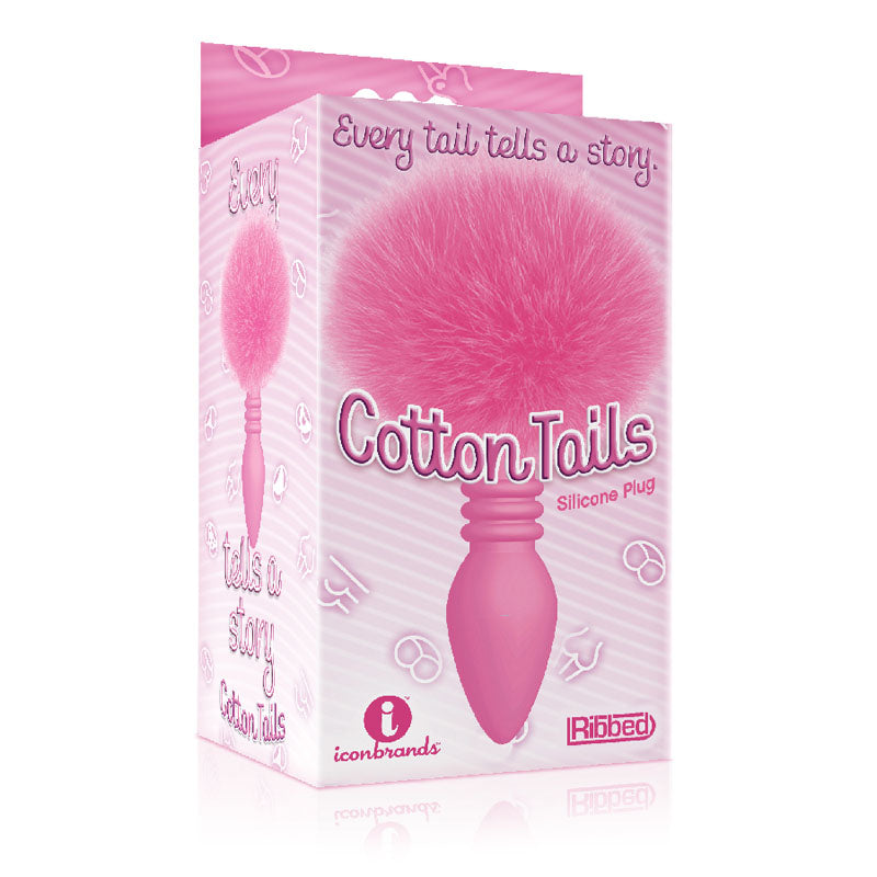 The 9's Cottontails, Ribbed Pink Pink Butt Plug With Bunny Tail