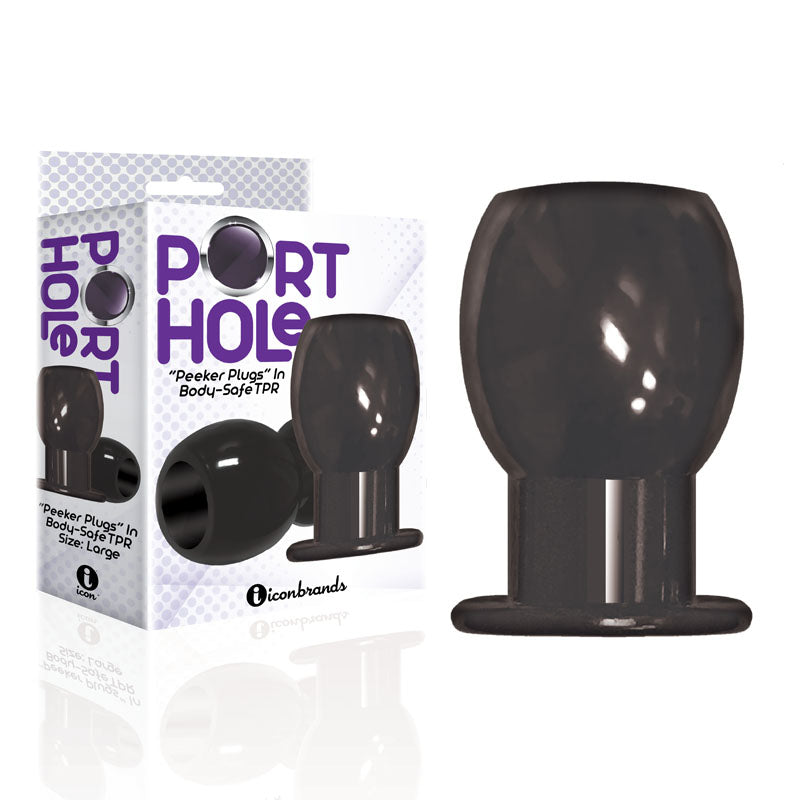 The 9's Port Hole, Hollow Butt Plug Black Hollow Butt Plug