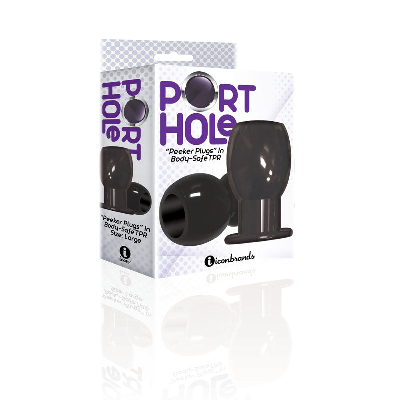 The 9's Port Hole, Hollow Butt Plug Black Hollow Butt Plug