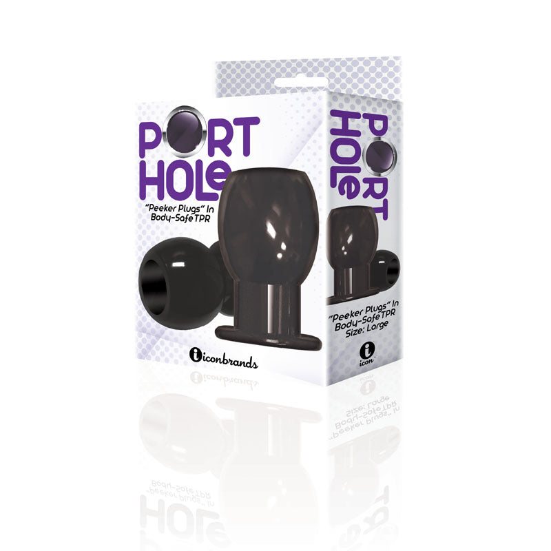 The 9's Port Hole, Hollow Butt Plug Black Hollow Butt Plug