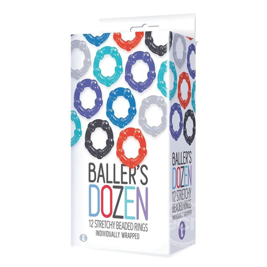 Baller's Dozen Beaded Individually Wrapped Cock Rings Pack Of 12