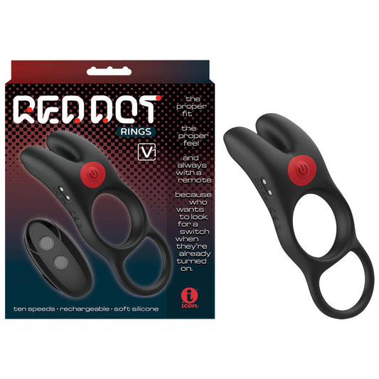 Red Dot Rings V1 Black Usb Rechargeable Vibrating Cock Ring With Remote