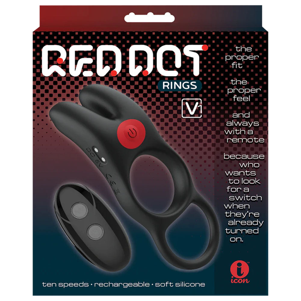 Red Dot Rings V1 Black Usb Rechargeable Vibrating Cock Ring With Remote