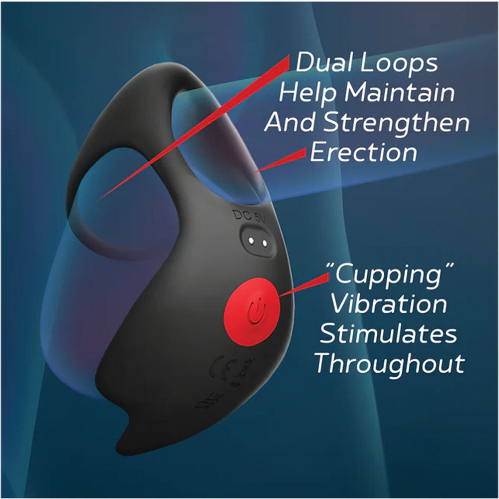 Red Dot Rings V3 Black Usb Rechargeable Vibrating Cock & Ball Ring With Remote