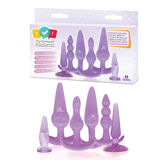 Try Curious Anal Plug Kit Purple Anal Kit Set Of 6