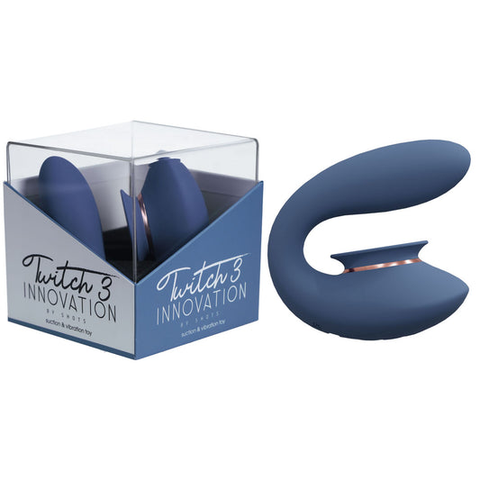 Twitch 3 Blue/Grey Blue/Grey Usb Rechargeable Suction Vibrator
