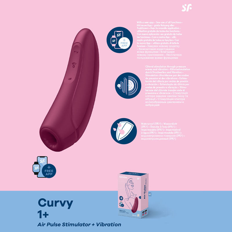 Satisfyer Curvy 1+ App Contolled Touch Free Usb Rechargeable Clitoral Stimulator With Vibration