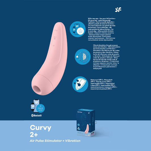 Satisfyer Curvy 2+ App Contolled Touch Free Usb Rechargeable Clitoral Stimulator With Vibration