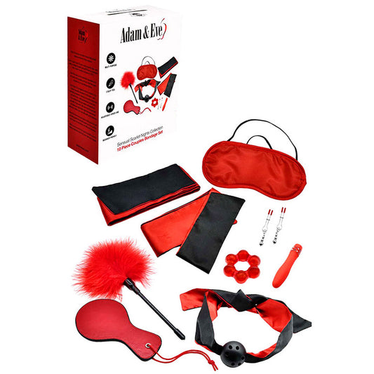 Adam & Eve Sensual Scarlet Nights Black/Red Couples Bondage Kit Set Of 10 Pieces