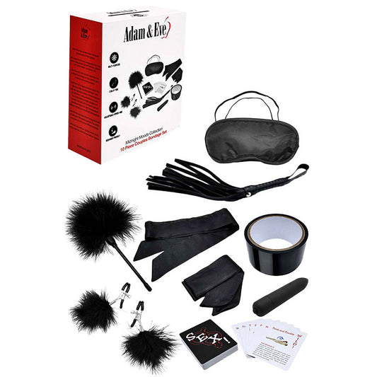 Adam & Eve Midnight Moods Collection Black Couples Bondage Kit Set Of 10 Pieces