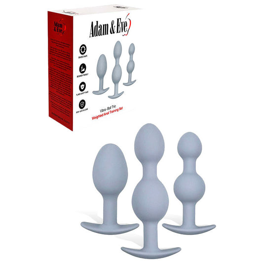 Adam & Eve Vibra Ball Trio Grey Weighted Anal Training Set Set Of 3 Plugs