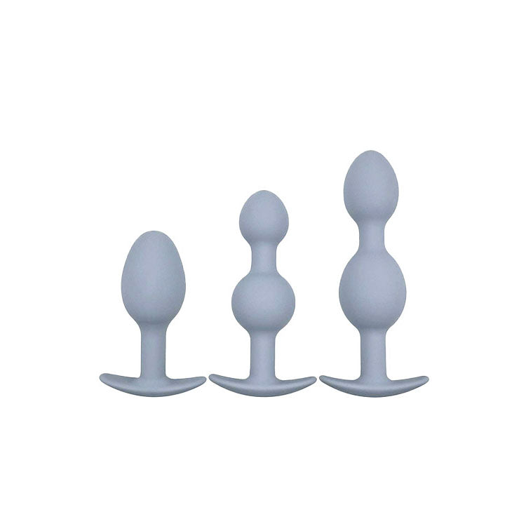 Adam & Eve Vibra Ball Trio Grey Weighted Anal Training Set Set Of 3 Plugs