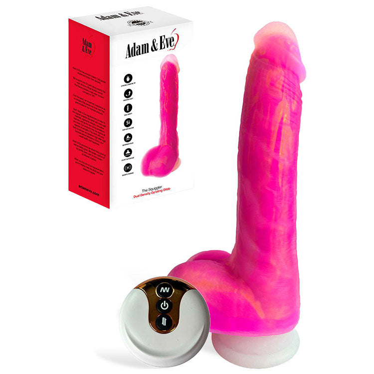 Adam & Eve The Squiggler Pink 22.8 Cm Usb Rechargeable Thrusting Vibrating & Gyrating Dildo With Wireless Remote