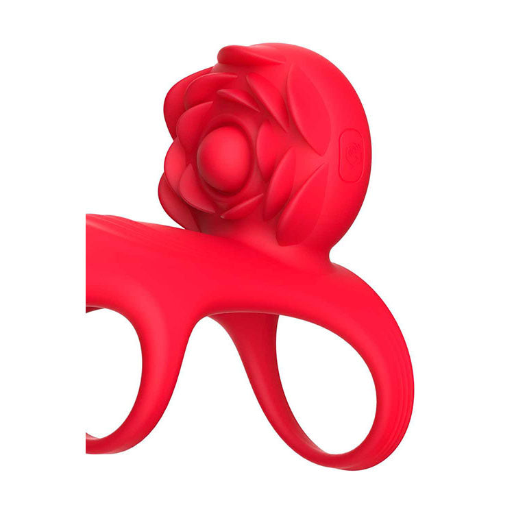 Adam & Eve Vibrating Rose Couples Cage Red Usb Rechargeable Vibrating Penis Cage With Wireless Remote